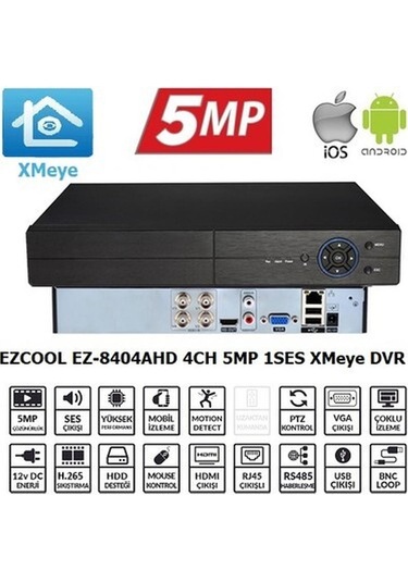 Ezcool Ez-8404ahd 4kanal 5mp 1ses 1hdd Xmeye Xvr Kayıt Cihazı