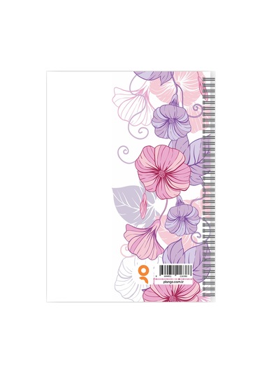 Mor Çiçekler Spiralli Günlük Planlama Defteri - Planlayıcı Defter Beyaz - Mor