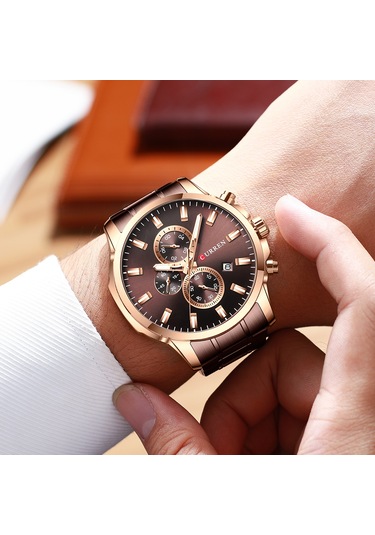 Curren 8348 Kuvars Erkek Kol Saati Paslanmaz Çelik Kayışlı Erkekler İçin Tarih Takvim Göstergesi Üç Alt Kadran İkinci Dakika Mikrosaniye Kronograf Su Geçirmez Parlak İskeletler Çok Renkli