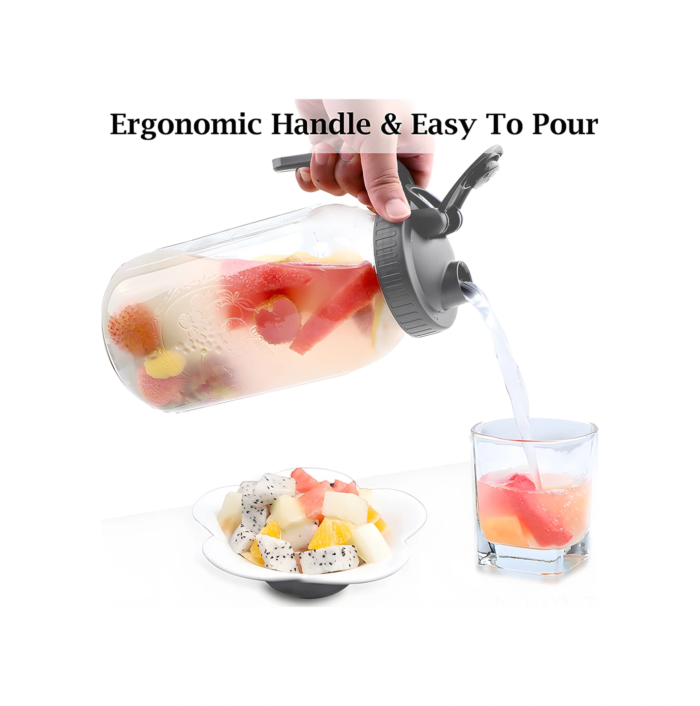 Geeksen 32oz Cam Mason Kavanozu, Eldivenli Kapağı Ve Izgara Filtre İle, Şeffaf Vücut, Ölçü Çizgileri, Soğuk İçecekler İçin Spor Ve Dışarıda Kullanım Gri