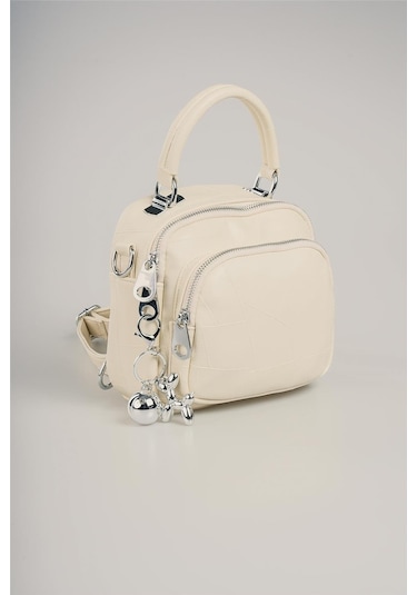 Ççs Kadın 17862 Omuz Ve Sırt Çantası Kirli Beyaz