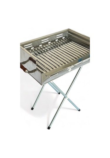 Paslanmaz Çelikten Katlanır Ayaklı Ve 3 Kademeli Mangal - Çantalı