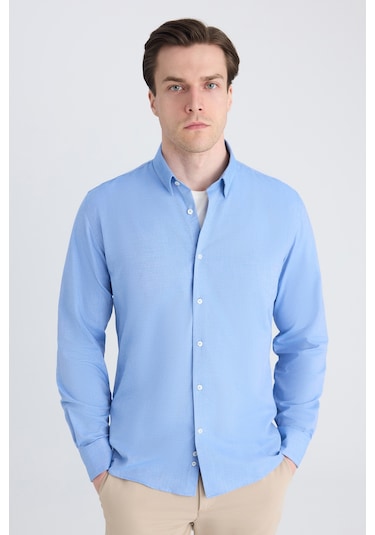 Twn Slim Fit Saks Mavi Armürlü Gömlek 5ef02ee04259m 750