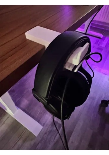 Masa Kenarı Asılabilir Kulaklık Standı, Kulaklık Tutucu Beyaz