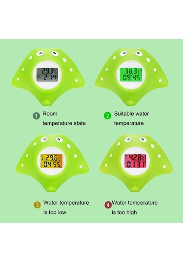 Sones Mty-818 Karikatür Şeytan Balığı Çocuk Elektronik Su Termometresi Yeşil