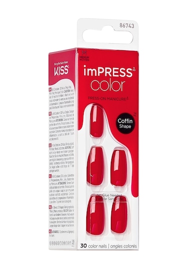 İmpress Color Kendinden Yapışkanlı Takma Tırnak Uzun Kırmızı