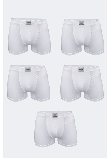 Malabadi Erkek Beyaz 5 Li Pamuk Elastan Boxer 5m074 Beyaz