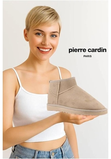 Pierre Cardin 52126 Süet İçi Kürklü Mini Boy Bilekte Kısa Kadın Bot Bej