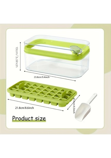 Pazly Yeşil 64 İzgaralı Pp Silikon Buz Kubu Kalıbı, Buzdolabında Buz Yapma, Eserleri Sakla, 23.8x13.5x9.5 Cm Yeşil