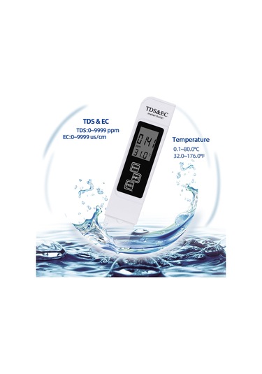 Kosona Portatif Su Kalitesi Test Cihazı - Tds/ec Ölçer, Sıcaklık Göstergesi, Otomatik Kapatma Ve Okuma Kilidi Özellikleri