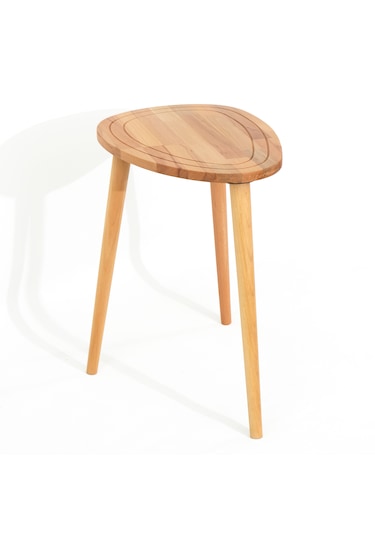 Sweet Naturel Renk Masif Doğal Ahşap Yan Sehpa Tekli Zigon Sehpa