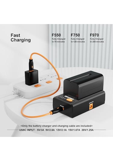 Yifomall Zgcıne Npf-02 Pil Şarj Aleti, Abs Malzeme, Type-c Pd Hızlı Şarj, Dc12v/8.4v Çıkış, 1/4 Vida Delikli Taban