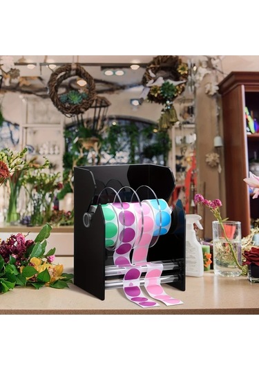 Elmpaly Ayarlanabilir Etiket Dağıtıcı 4 Rulo Sticker Rafı Siyah Ofis Ev Masası Etiketlik Diğer