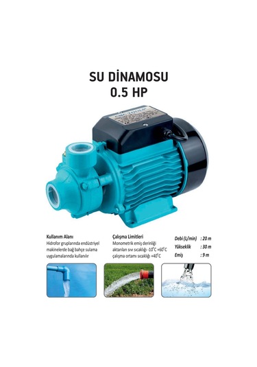 Cmc Elektrikli Su Dinamosu Su Pompası Su Motoru 0.5 Hp