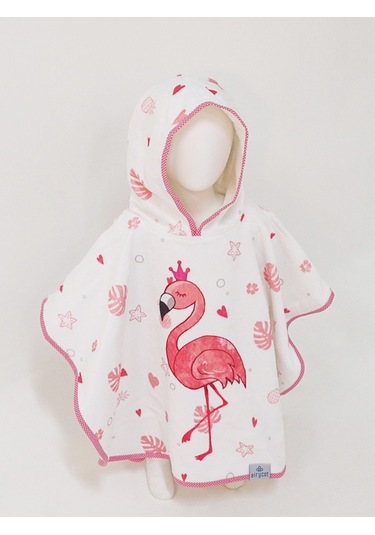 Airycot Flamingo Desenli Çocuk Havlu Panço Beyaz
