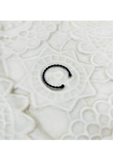 925 Ayar Gümüş Desenli Halka Siyah Kaplama Hızma Tek Adet Siyah