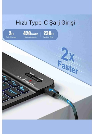 Galaxy Tab A9 Plus Uyumlu X210/x215/x216/x218 Klavyeli Tablet Kılıfı Klavye + Stand