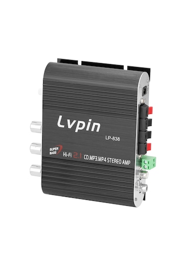 Moveevo Siyah 2.1 Kanal Alüminyum Hoparlör Amfi, 200w Maksimum Güç, Mp3/ipod Girişi, Araç Ve Ev Kullanıma Uygun