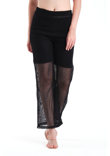 Astarlı Kare File Pantolon Siyah