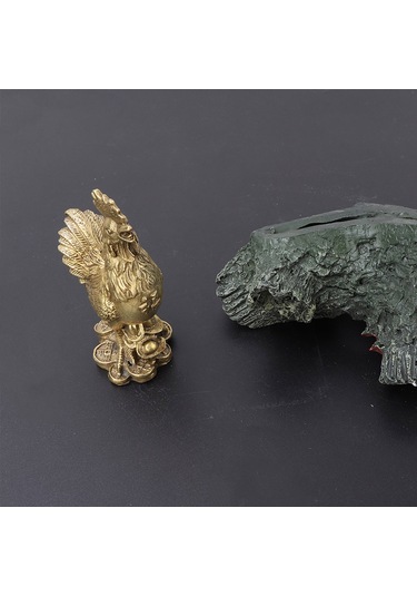 Yaozixa El Yapımı Bakır Horoz Feng Shui Heykeli - Parasal Zenginlik Ve Kötülükten Koruma - 6x5x10 Cm