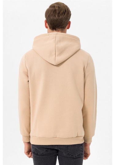 Süvari Kapüşonlu Yaka Regular Kalıp Düz Bej Sweatshirt Bej