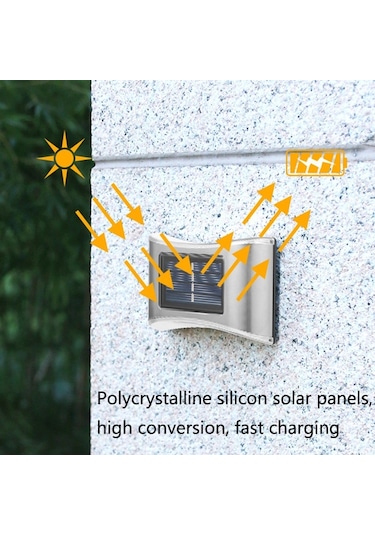 Cbtx Bahçe Aydınlatma 6 Led Solar Açık Bahçe Paslanmaz Çelik Duvar Lambası Sarı Sıcak Işık
