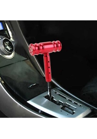 Tongxida Evrensel Araba T-şekilli Kırmızı Vites Topuzu, Dişli Kafası Desteği Kırmızı