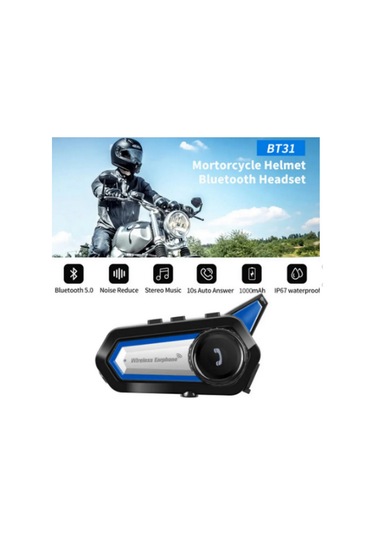 Bt31 Kask için Bluetooth 5.0 Motosiklet Interkom Su Geçirmez Kablosuz Kulaklık