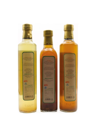 Organik Elma Sirkesi 500 Ml, Alıç Sirkesi 500 Ml, Üzüm Sirkesi 500 Ml Set