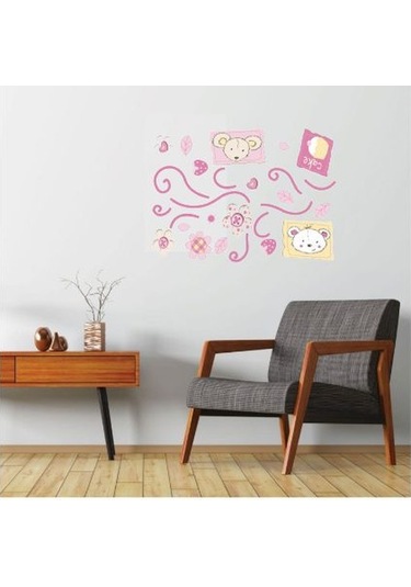 Duvar Süsü Sticker 2 Adet Çiçekli Ağaç Desenli Pvc 70x50x0,5cm