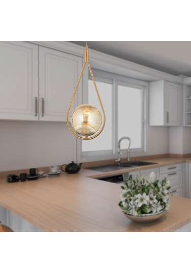 Apliqa Mirza Tekli Eskitme Bal Camlı Sarkıt Modern Avize