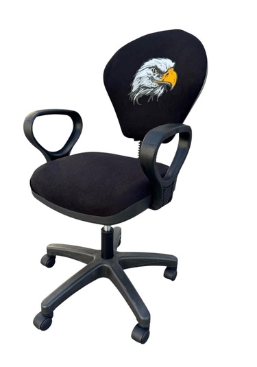 Kara Kartal Desenli Taraftar Baskılı Çocuk Odası Ders Çalışma Ofis Koltuğu Bilgisayar Sandalyesi Siyah - Beyaz