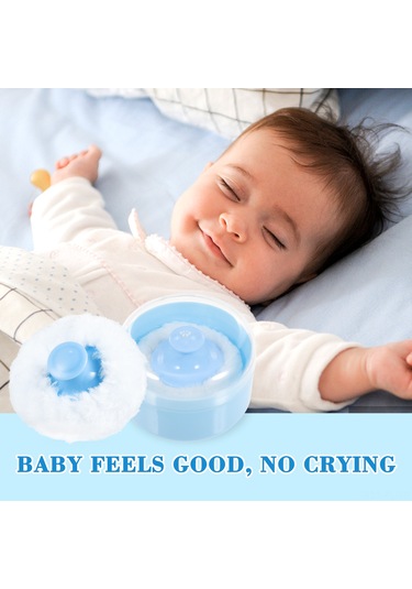 Lemestar Bebekler İçin Pratik Toz Pudra Kutusu Ve Yumuşak Pudra Pufu Seti - Mavi