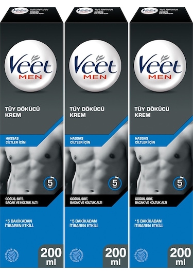 Veet Men Hassas Ciltler Tüy Dökücü Krem 3 x 200 ML