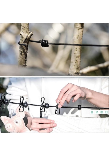 Ganzhoushop 2 Adet Taşınabilir Seyahat Teleskopik Çamaşır İpi Ayarlanabilir Çamaşır İpi İç Ve Dış Mekan Çamaşır Kurutma Çok Renkli