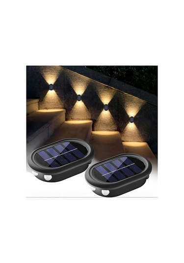 Xuweiwei 6 Led Solar Dış Duvar Lambası 2li Paket Sıcak Beyaz Işık Bahçe Aydınlatma Sıcak Işık