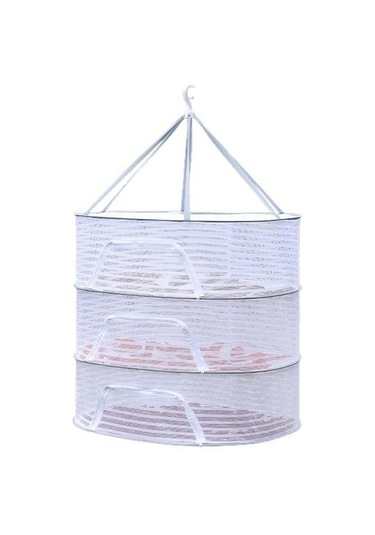 Novahub Gri 1/2/3 Katmanlı Asılı Örgü Kurutma Sepeti U Şeklinde Fermuar Gıda Balık Giysileri Asıl Ağı Açık Çamaşır Kurutma Askısı 54357296 Gri Gri