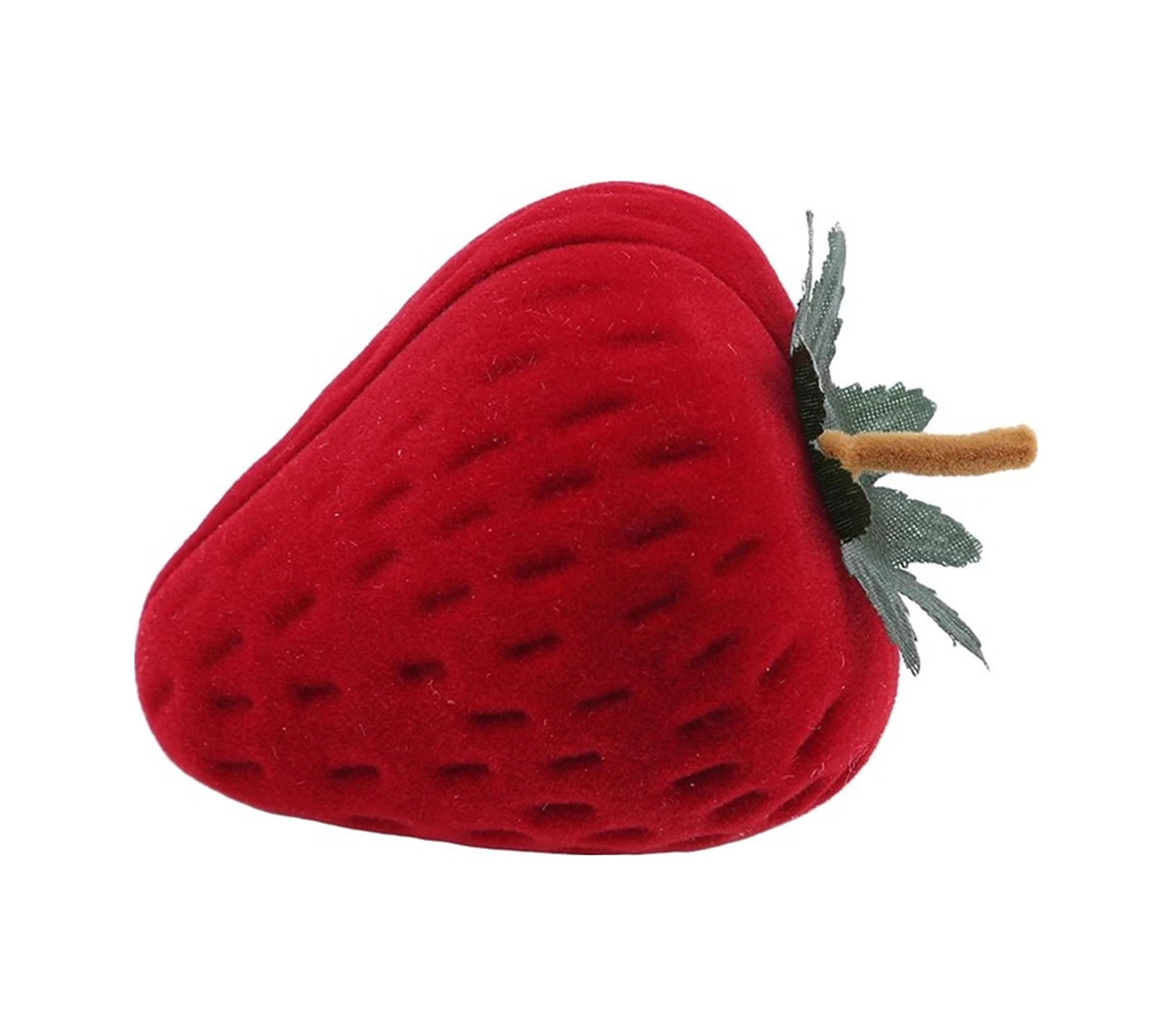 Konesam Kırmızı Çilek Şekilli Gümüşlük Kutusu - Evlilik/valentin Hediyesi - Kolye, Küpe Ve Yüzük Saklama Kutusu - 5x4.5cm Kırmızı