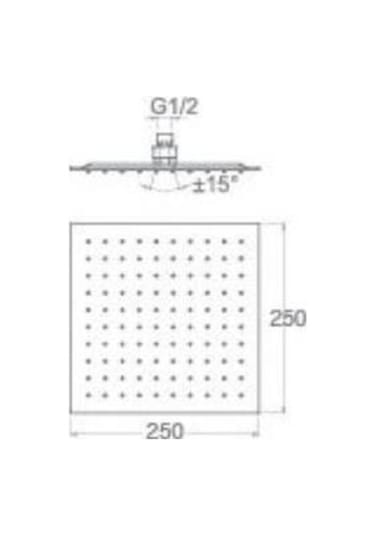 T-May Banyo Sart Kare Tepe Duş Seti Başlığı 25X25 Paslanmaz Metal Krom