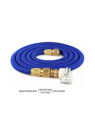 Pazly Ev Bahçe Yüksek Basınçlı Metal Fıçıcı 3 Modlu Nozzle 15m Genişleyen Su Hortumu Seti