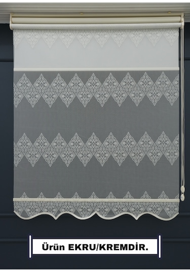 Çift Mekanizmalı Tül+stor Güneşlik Perde Çiftli Sistem - 2 Perde Tek Ürün Ekru