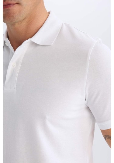 DeFacto Regular Fit Polo Yaka Kısa Kollu Basic Düz Pike Kumaş Beyaz Tişört C1293AX24SPWT34 DeFacto Regular Fit Polo Yaka Kısa Kollu Basic Düz Pike Kumaş Beyaz Tişört C1293AX24SPWT34