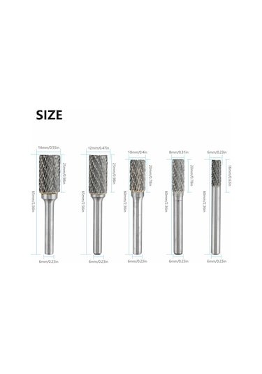 Hallow 1/4" Çift Kesim Tungsten Karbür Döner Çapak Temizleyici 5 Adet