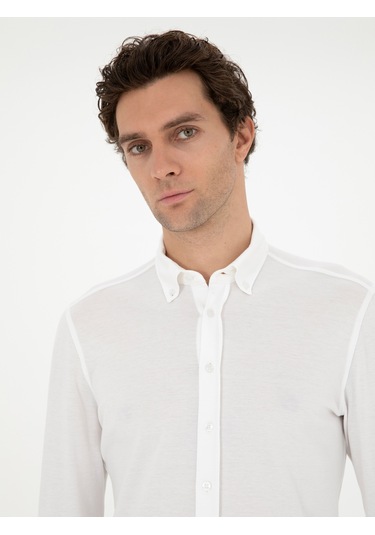 Cacharel Beyaz Slim Fit Pamuk Karışımlı Gömle 15841036