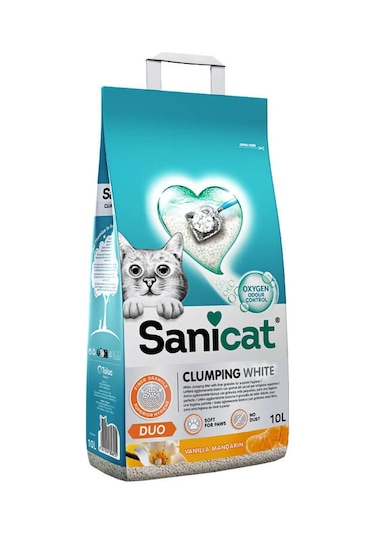 Sanicat Duo Clumping White Vanilya ve Mandalinalı Bentonit Kedi Kumu 10 L