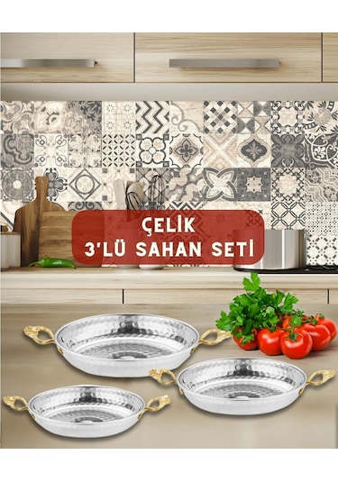 Otantik 3'lü Çelik Omlet Sahan Seti