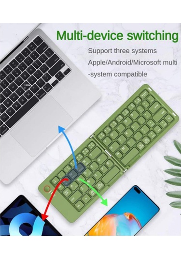 Yuntech01 B023 Çift Katlanabilir Bluetooth Klavye, 3 Cihaza Eş Zamanlı Bağlanır, Android/windows/ios Uyumlu, Cep Telefonu Tutucusu Hediye, Portatif İş Ve Seyahat İçin