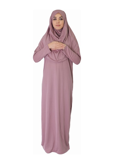 Yeni Gül Kurusu Fermuarsız Namaz Elbisesi Gülkurusu