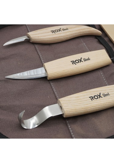 Rox Wood Kuksa Kaşık Oyma ve Bıçak Seti 5 Parça