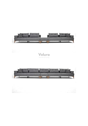 Zeri Yataklı Puzzle Modüler Köşe Koltuk Takımı & Puflu Köşe Takımı - Antrasit - 110 Antrasit